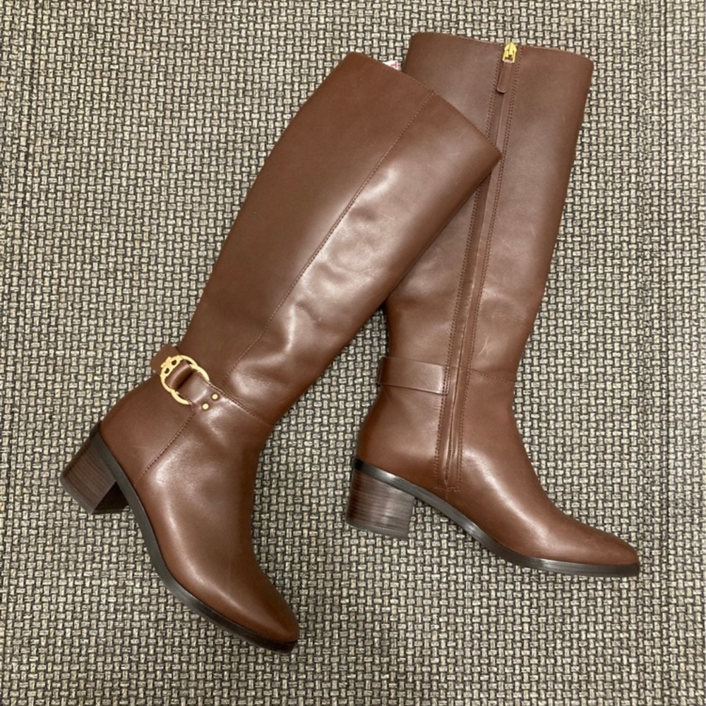 Tory burch knee high brown leather boots